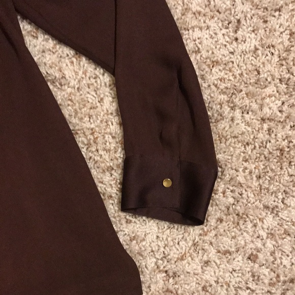 Ann Taylor Burgundy Long Sleeve Blouse - sheer - Picture 11 of 16